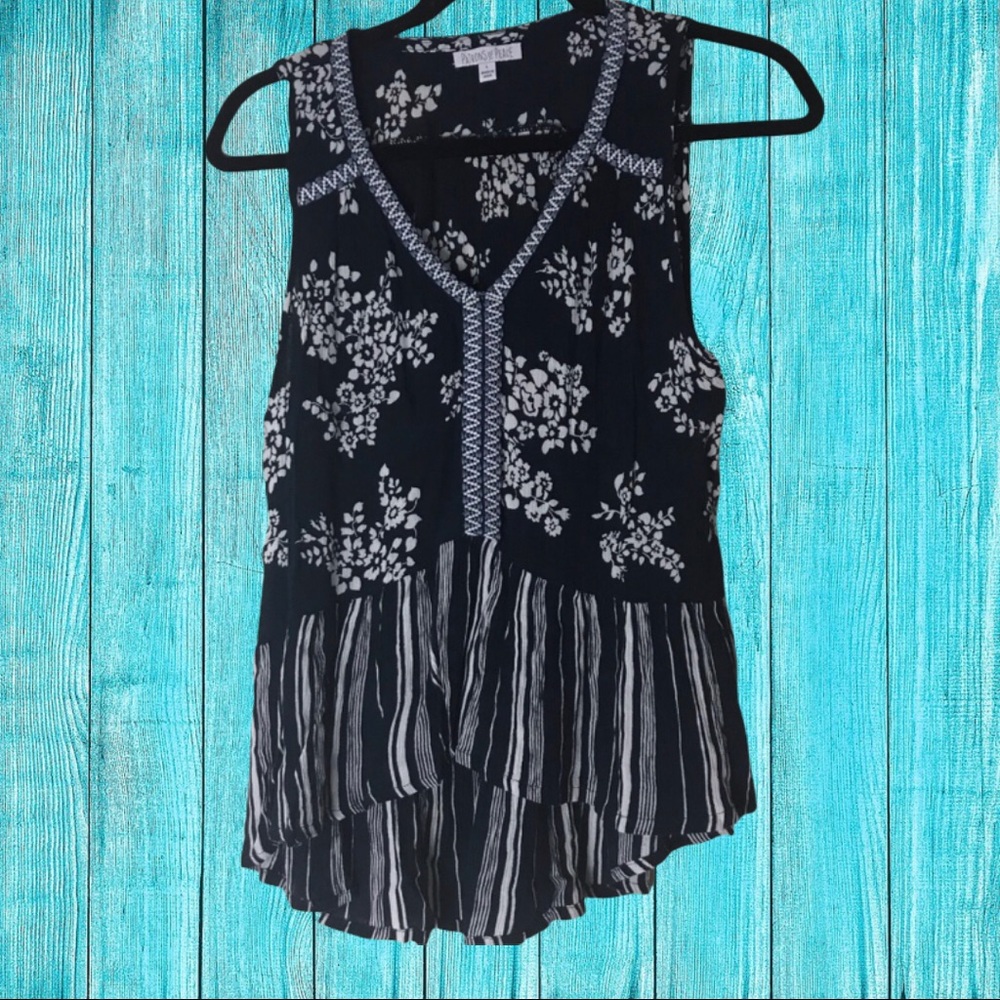 Patrons of Peace navy / cream boho floral blouse